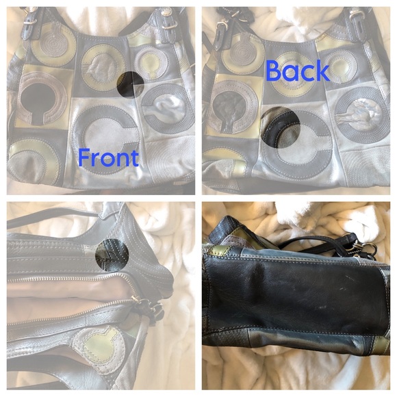 COACH Maggie Mia Inlaid “C” Leather/Suede/Fabric Patchwork Hobo Shoulder Bag - Picture 16 of 16